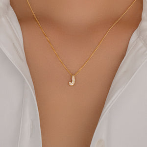 Mini Crystal Letter Necklace (J)