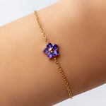 Single Crystal Flower Bracelet (Purple)