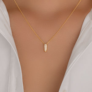 Mini Crystal Letter Necklace (I)