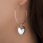 Cheryl Heart Hoops (Silver)