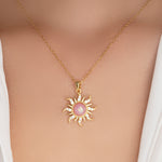 Iridescent Pink Sun Necklace