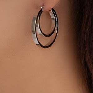 Silver Double Hoops