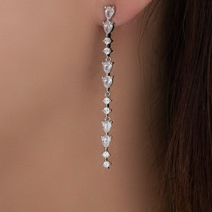 Crystal Drop Earrings (Silver)