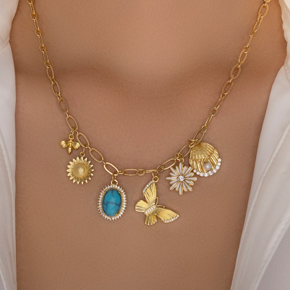 Turquoise Butterfly Charm Necklace