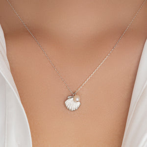 Silver Shell & Pearl Necklace