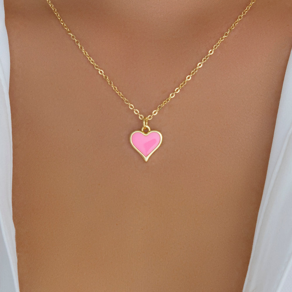 Neon Pink Heart Necklace