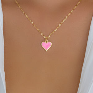 Neon Pink Heart Necklace