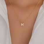 Mini Crystal Letter Necklace (H)