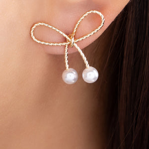 Felicity Bow & Pearl Earrings