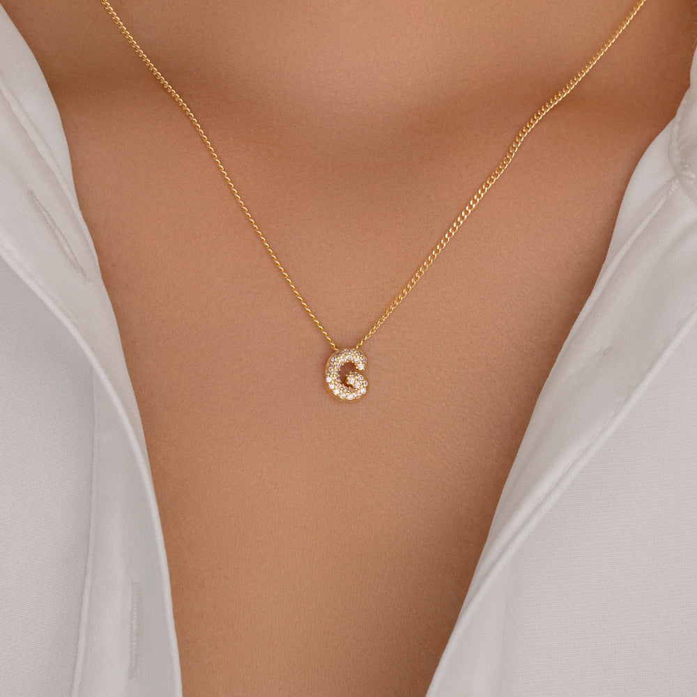 Mini Crystal Letter Necklace (G)