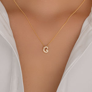 Mini Crystal Letter Necklace (G)