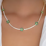 Crystal Glenda Flower Necklace (Emerald)