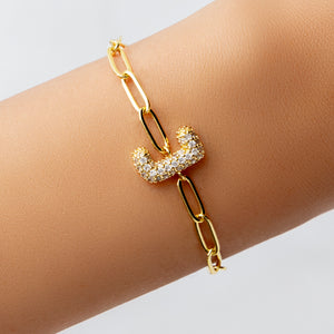 Crystal Bubble Letter Bracelet (J)