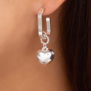 Margie Heart Hoops (Silver)