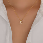 Mini Crystal Letter Necklace (D)