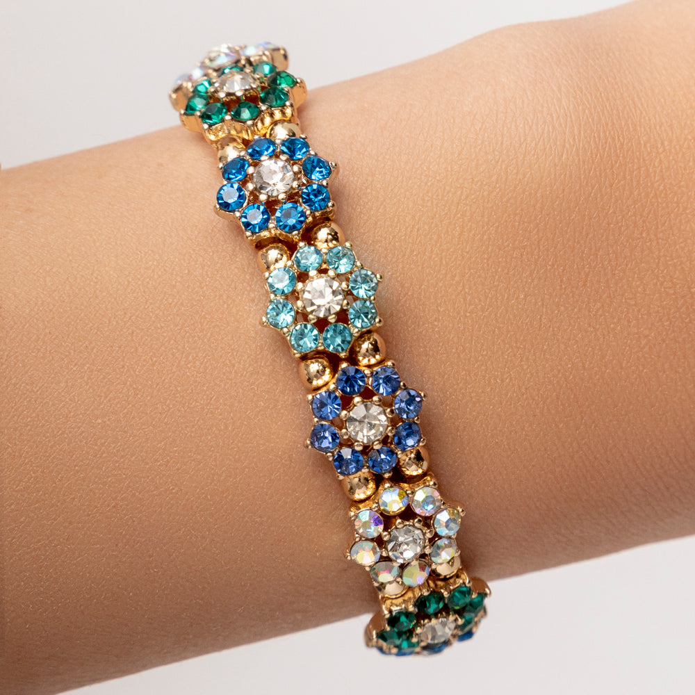 Crystal Lauren Flower Bracelet (Blue)