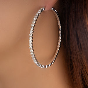 Crystal Mikey Hoops (Silver)