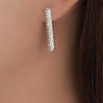 Crystal Bar Earrings (Silver)