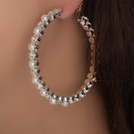 Janie Pearl & Crystal Hoops (Silver)