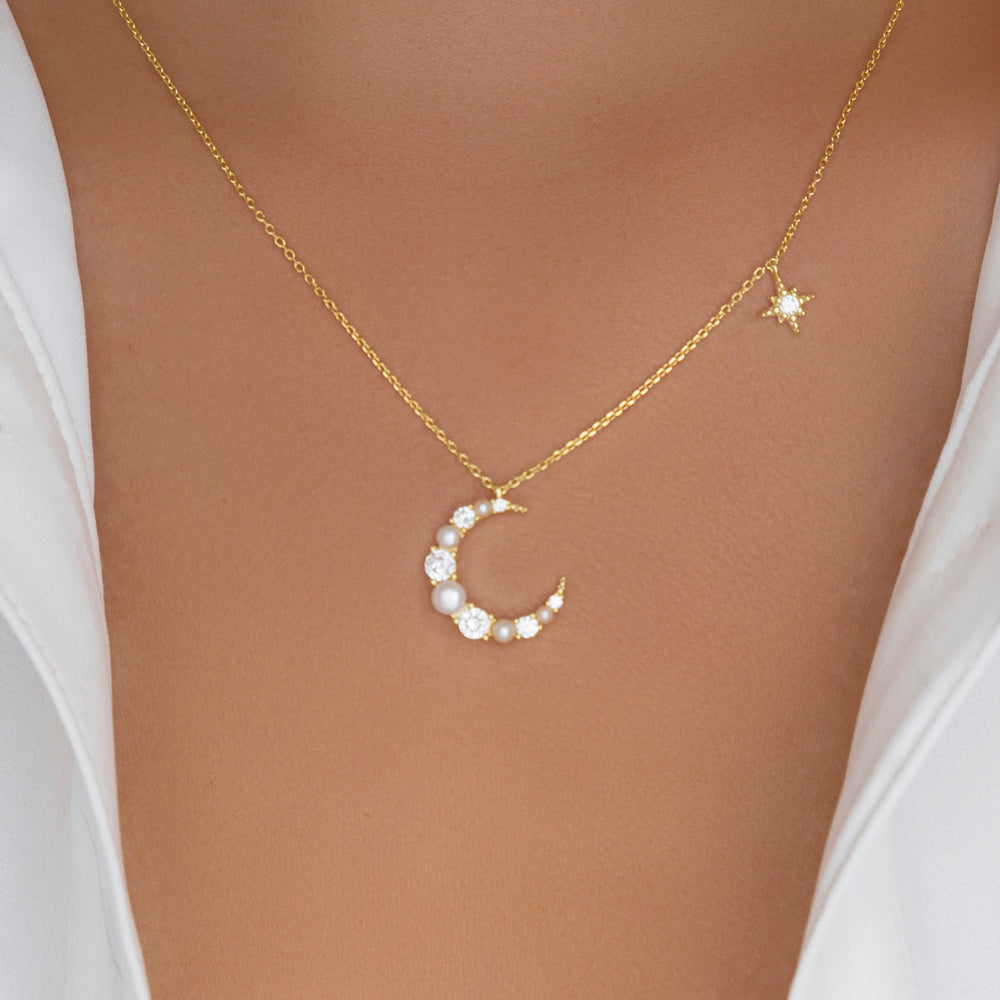 Cora Crystal Moon Necklace