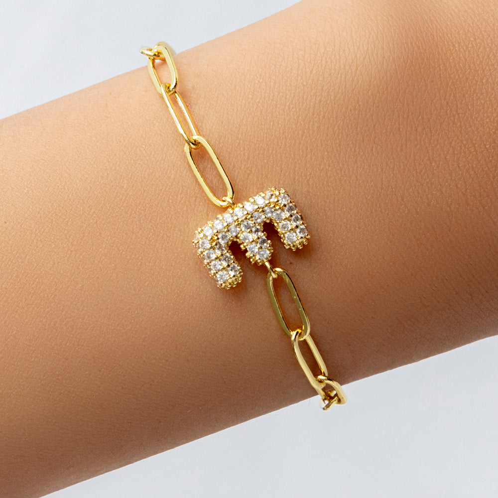 Crystal Bubble Letter Bracelet (E)