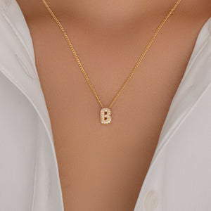 Mini Crystal Letter Necklace (B)