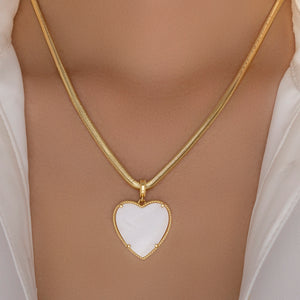 Ava Heart Necklace (White)