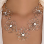 Francine Flower Row Necklace (Silver)