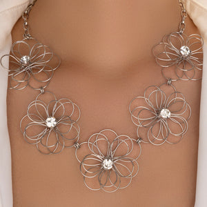 Francine Flower Row Necklace (Silver)