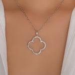 Simple Crystal Clover Necklace (Silver)