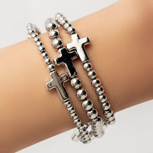 Evelyn Cross Bracelet Set (Silver)