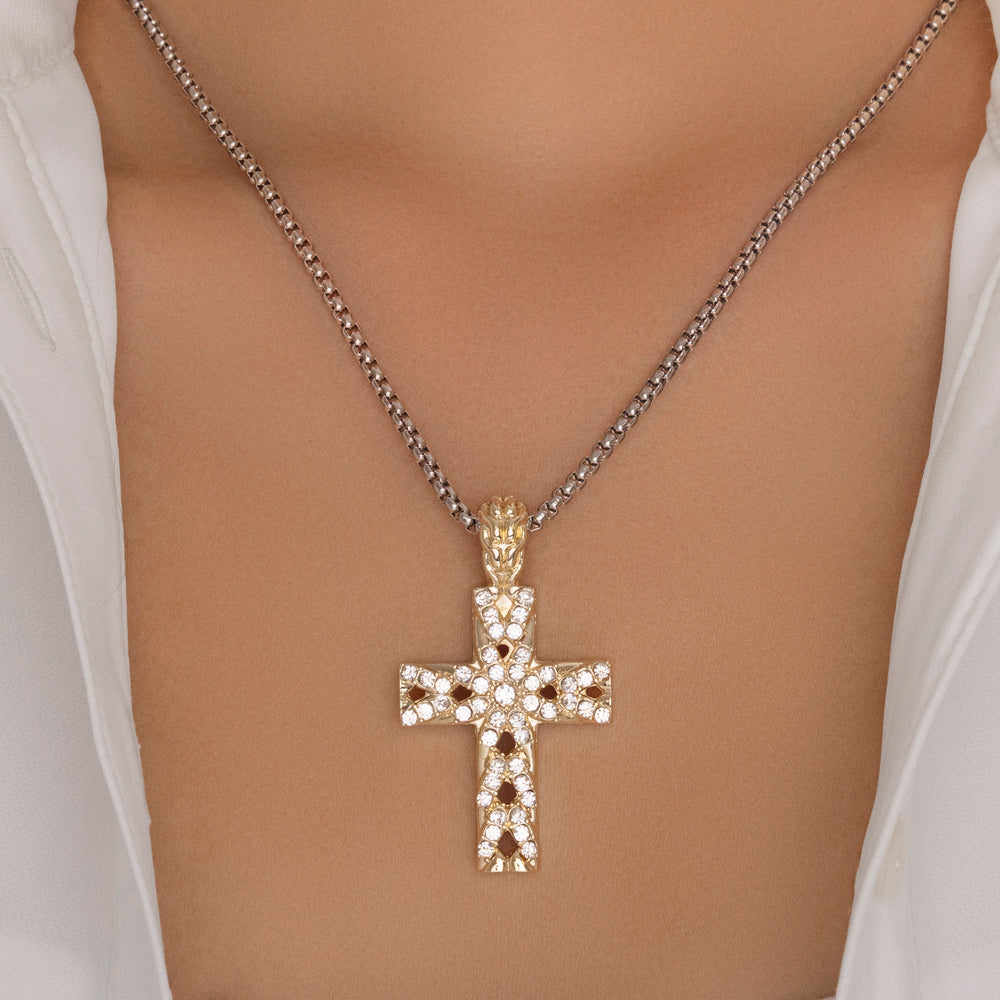 Silver & Gold Cross Necklace