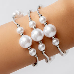 Emmie Pearl Bracelet Set (Silver)