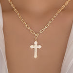 Rosa Crystal Cross Necklace