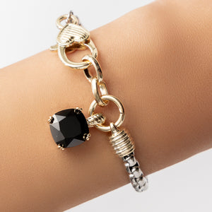 Silver & Gold Crystal Bracelet (Black)