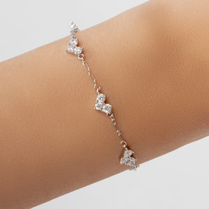 Mini Crystal Heart Bracelet (Silver)