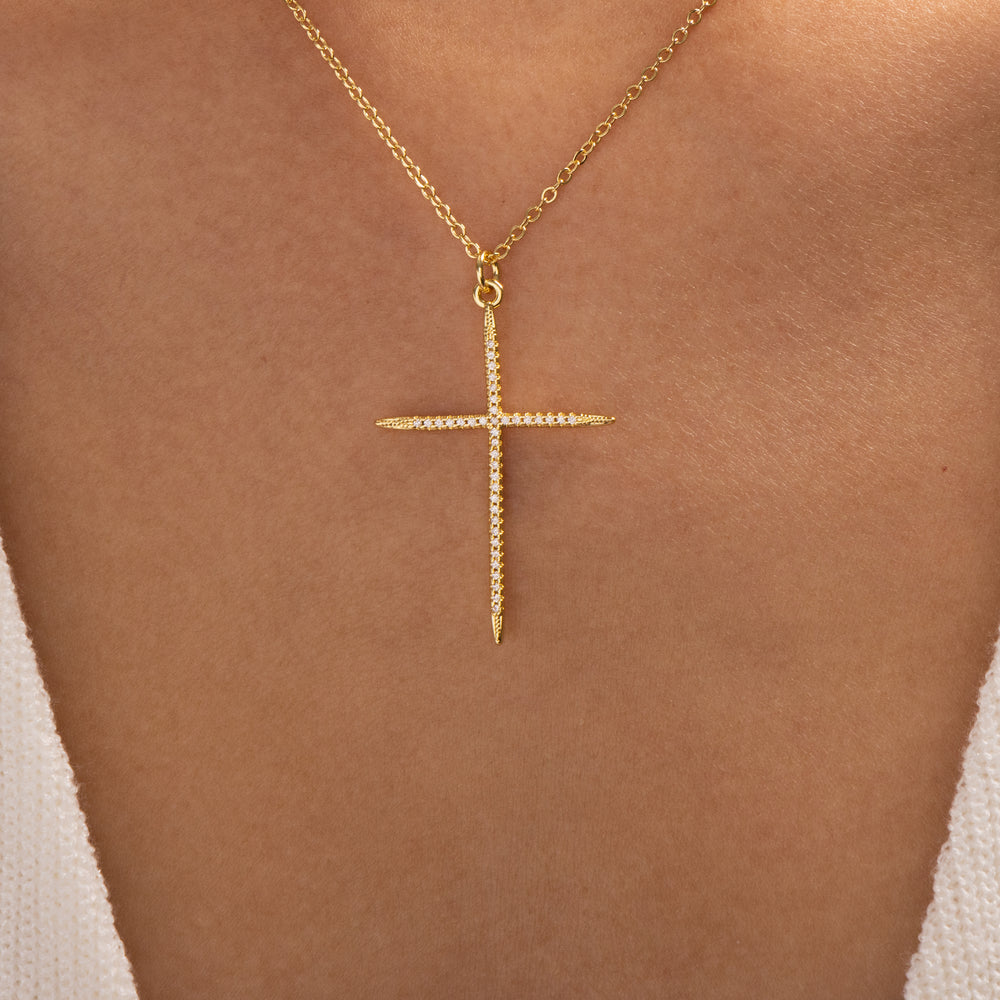 Crystal Cathleen Cross Necklace