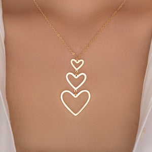 Triple Heart Drop Necklace