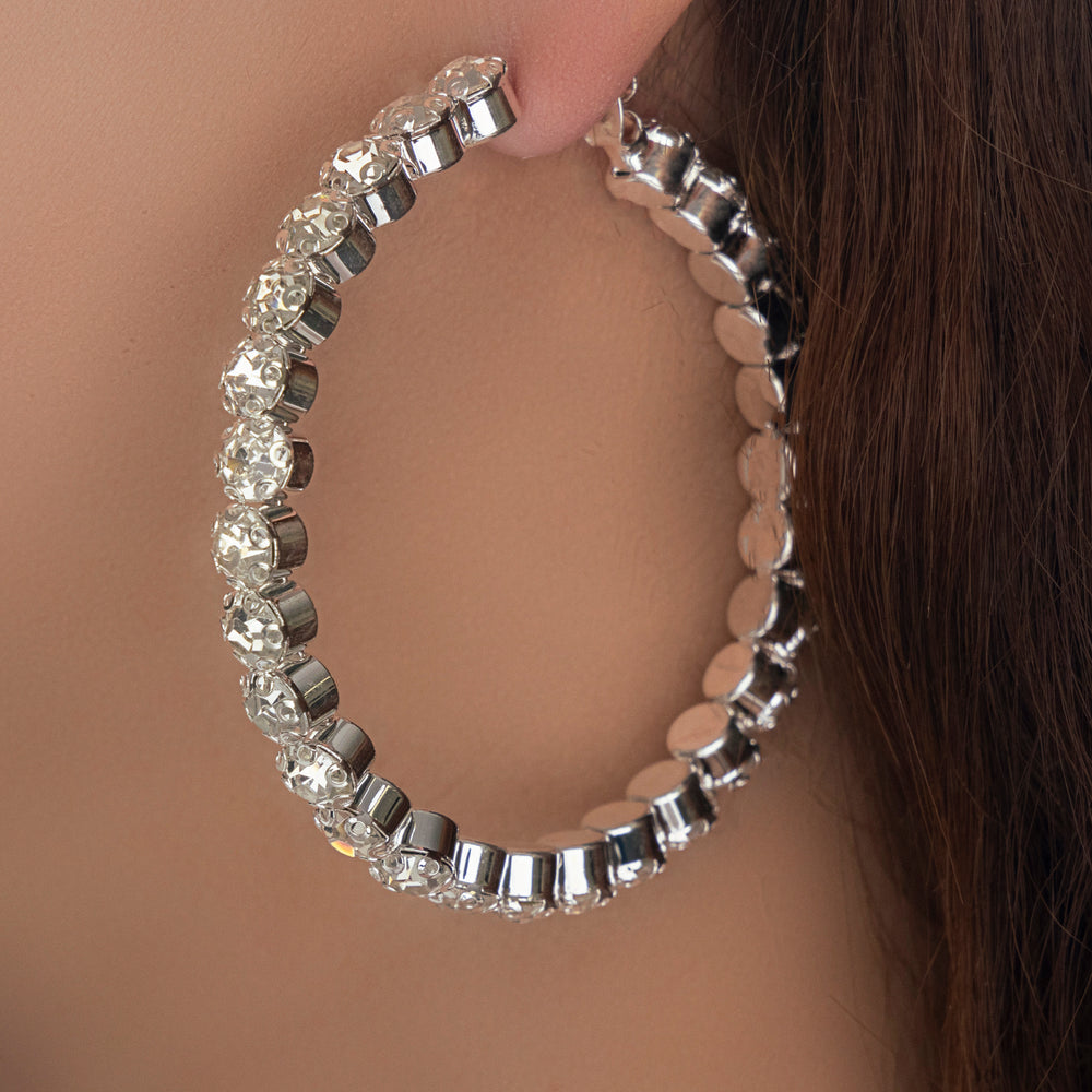 Crystal Tiff Hoops (Silver)