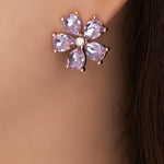 Clara Flower Earrings (Purple)