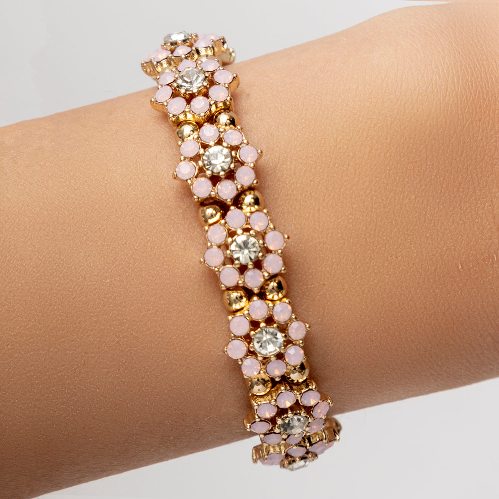 Crystal Lauren Flower Bracelet (Pink)