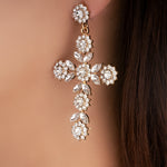 Crystal Carol Cross Earrings