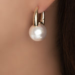 14K Bold Pearl Hoops