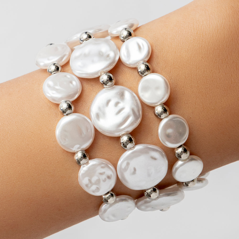 Dorthy Pearl Bracelet Set (Silver)