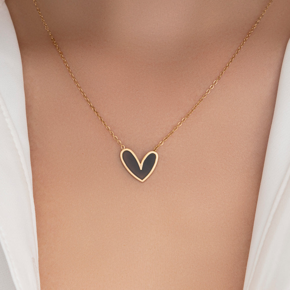 Salina Heart Necklace (Black)