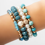 Crystal Felicia Bead Bracelet Set (Turquoise)