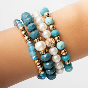 Crystal Felicia Bead Bracelet Set (Turquoise)