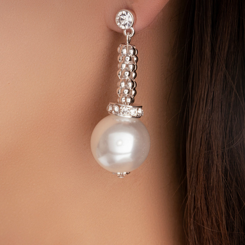 Margie Pearl Drop Earrings (Silver)