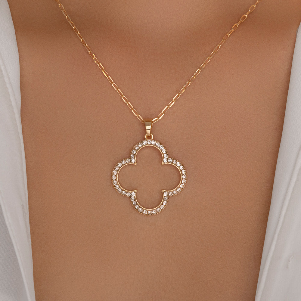 Simple Crystal Clover Necklace