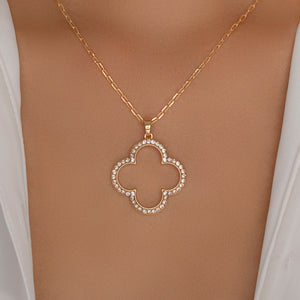 Simple Crystal Clover Necklace